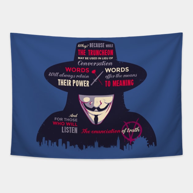 Enunciation of Truth // V for Vendetta, Guy Fawkes, Anarchy, Anonymous Tapestry by Geekydog