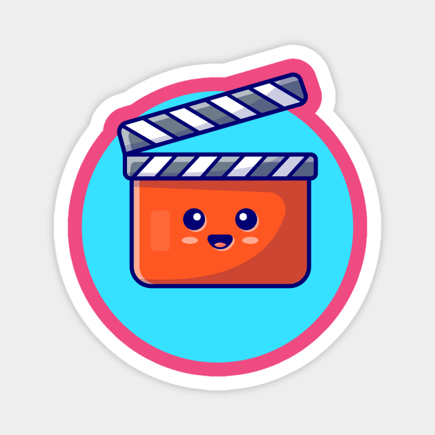 Cute Clapper Board Movie Cartoon Vector Icon Illustration Magnet by Catalyst Labs