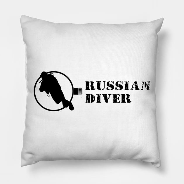 Russian diver black Pillow by Spikeani