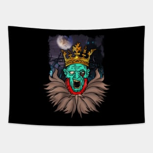 Scary Zombie King Halloween Horror Graphic HalloKing Tapestry