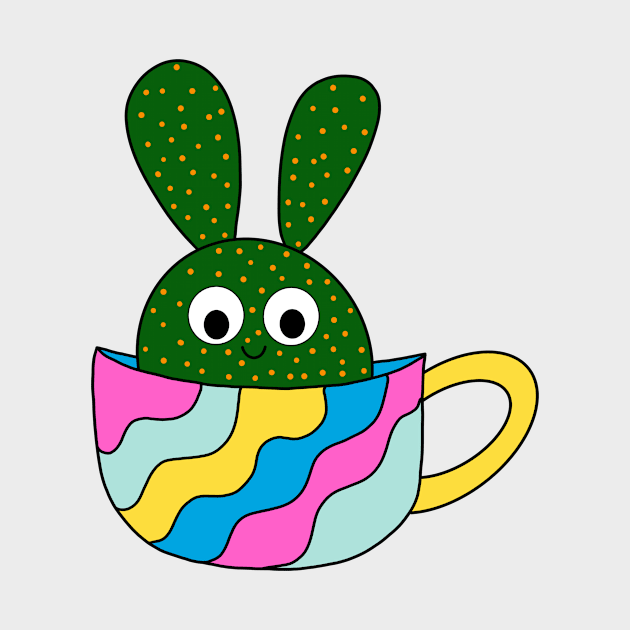 Cute Cactus Design #125: Cute Beaver Tail Cactus In A Colorful Mug by DreamCactus