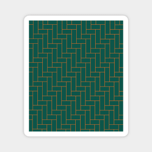 Geometric Tiles in Dark Green and Orange Outline Magnet