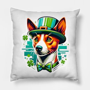 Basenji Enjoys Saint Patrick's Day Festivities Pillow