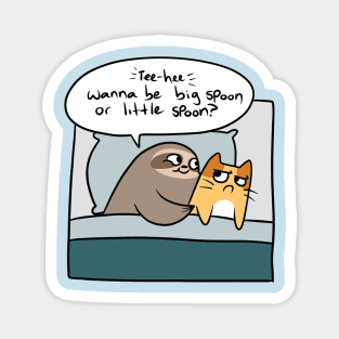 Sloth and Cat Spooning Comic Magnet