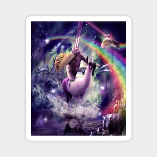 Rainbow Laser Sloth On Llama Unicorn Eating Taco Magnet