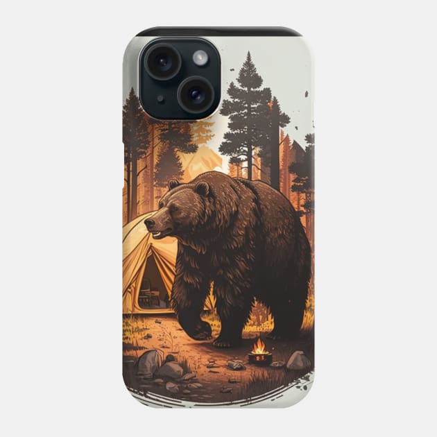 Camping with Bear, Adventure in the Forest Phone Case by dukito