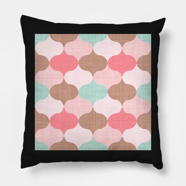 Retro Ogee Pattern in Blush and Mint Pillow by MarcyBrennanArt