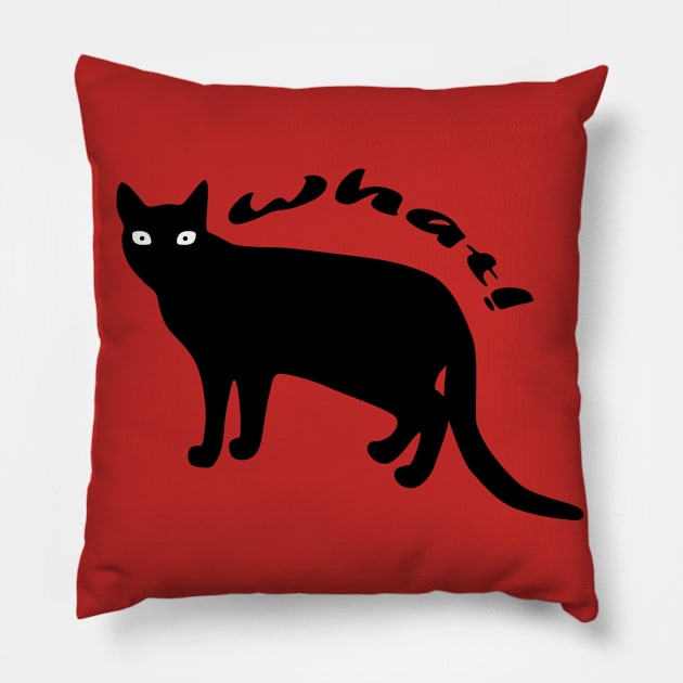 Cat What -  Black Cat Pillow by osaya