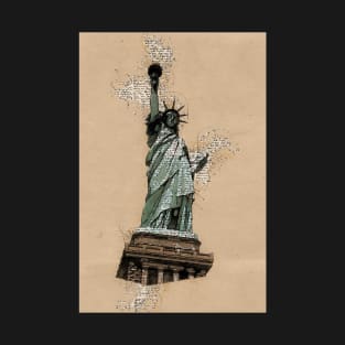 Statue of Liberty New York Vintage Art Style Sketch T-Shirt