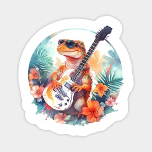 Lizard Shreds in Paradise: Electric Guitar Gecko Magnet