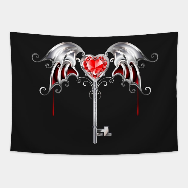 Key with Vampire Heart Tapestry by Blackmoon9