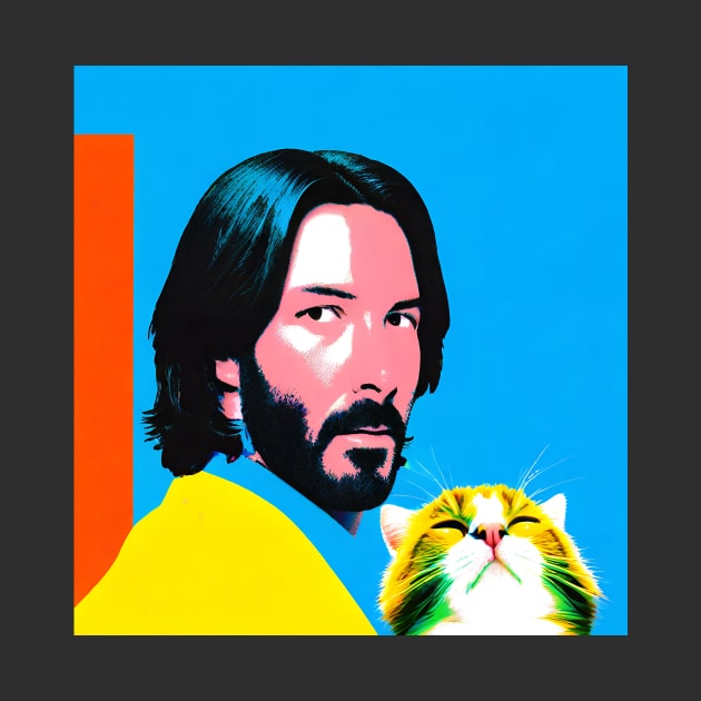 Keanu Reeves and cat by bant