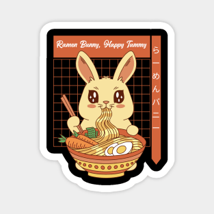 Ramen Bunny, Happy Tummy Cute Ramen Lover Design Magnet