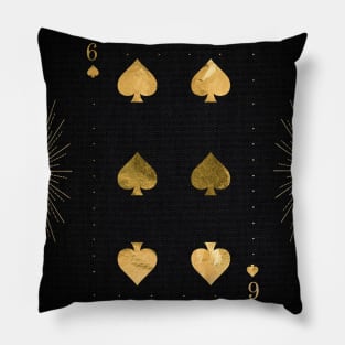 Six Pikes - Golden playing cards Pillow