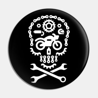 Dia de los Muertos Sugar skull cruiser bike biker motorcycle Halloween Motocross Pin