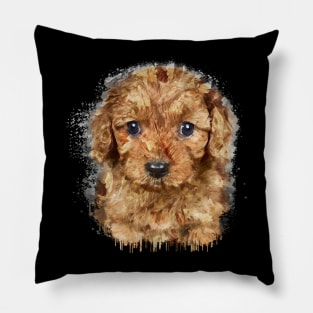 Cavapoo watercolor Pillow