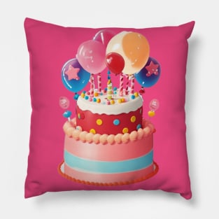 cake, candles and balloons Pillow