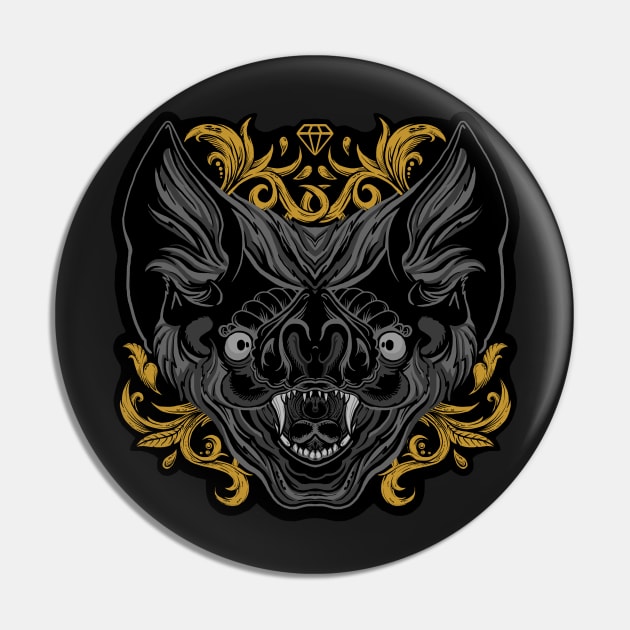 Ornamental Bat Head Pin by JCoulterArtist