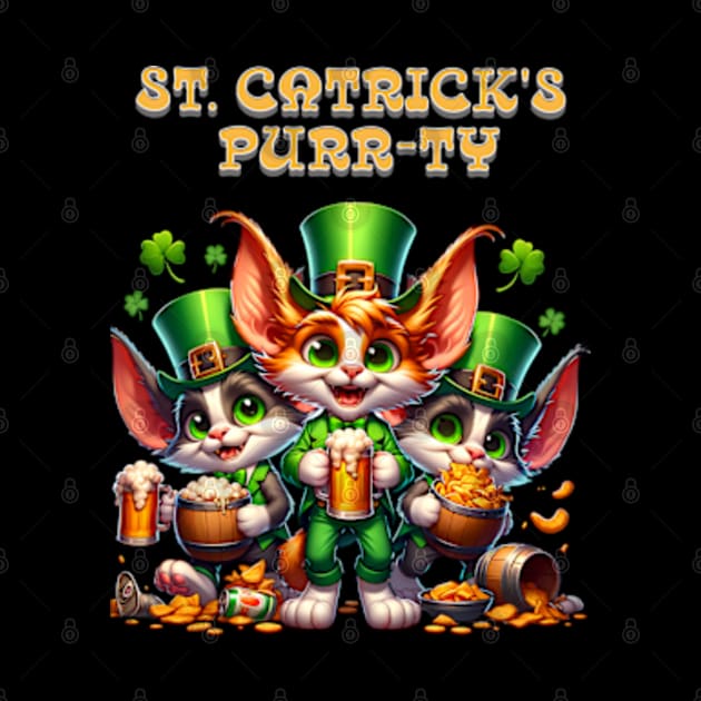 St Patricks day leprechaun cats - St. Catrick‘s Purr-ty by BrisaArtPrints