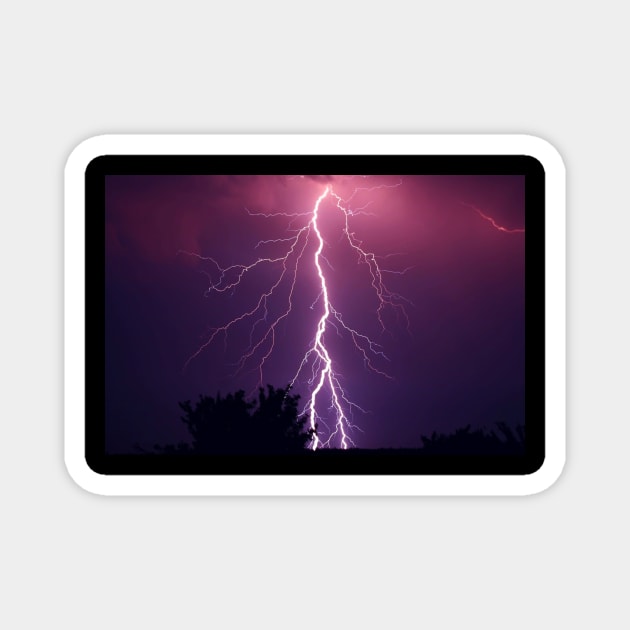 Lightning at Night Magnet by ArtArtArt