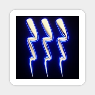 Three Magical Glowing Stylized Lightning Bolts Magnet