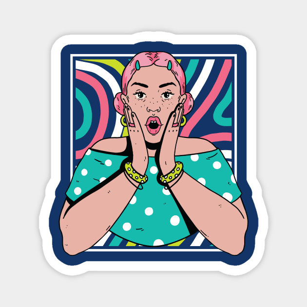 Chisme Queen Pop Art Portrait of Young Woman Gossip Vibe Magnet by SLAG_Creative