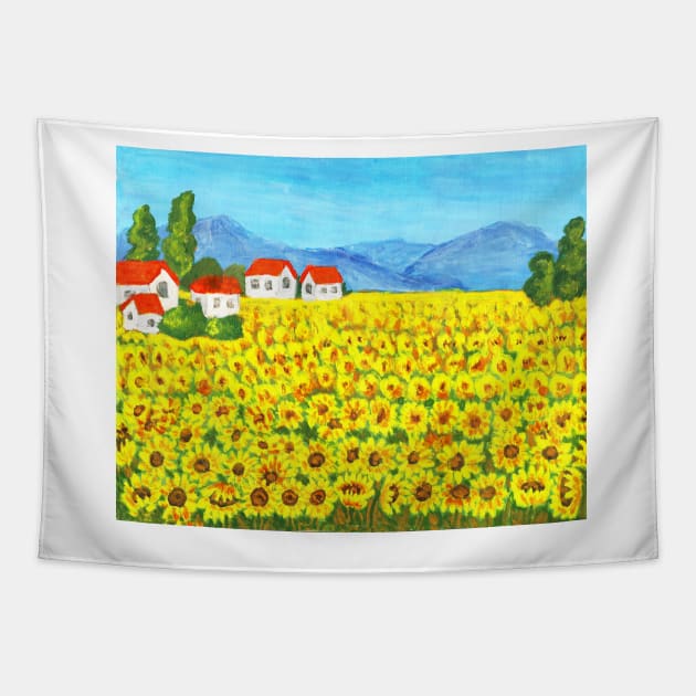 Field with sunflowers Tapestry by IrinaAfonskaya