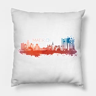 Madrid Watercolor Skyline Pillow