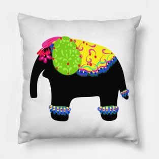 Black Circus Elephant Pillow