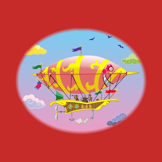 Steampunk Dirigible Dreamship Tee by Toonicorn