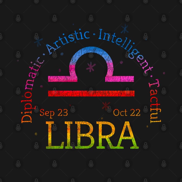 Libra Zodiac Astrology Vintage Distressed Look by Funkrafstik