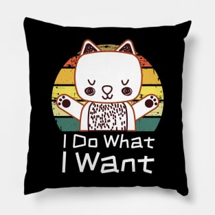 I Do What I Want Retro Cat Pillow