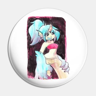 Aquatic Demon Girl Painting Pin