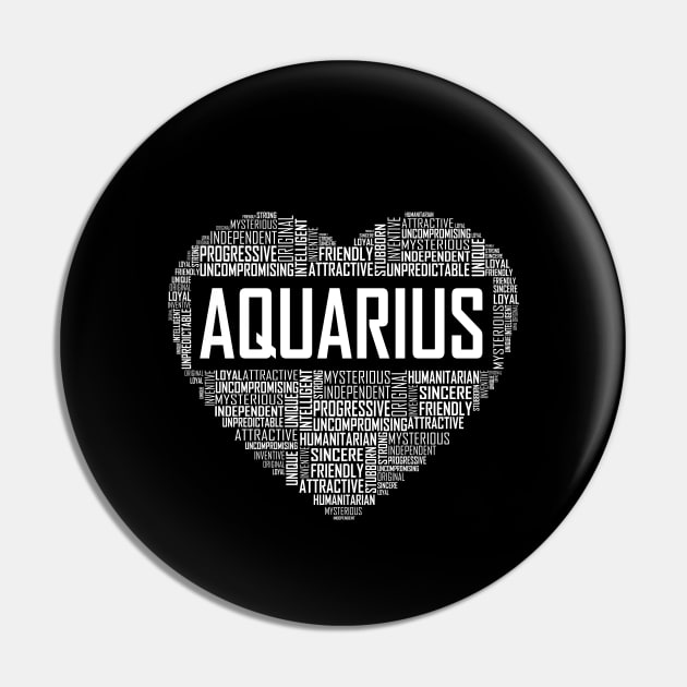 Aquarius Zodiac Heart Pin by LetsBeginDesigns