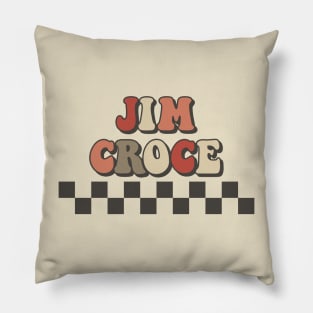 Jim Croce Checkered Retro Groovy Style Pillow