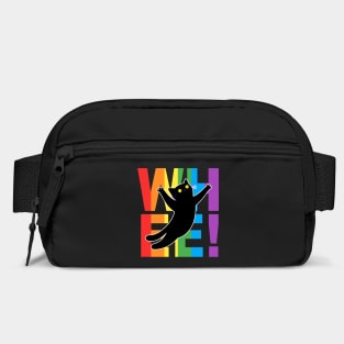 Rainbow Cat Leaping over “WHEE!” Rainbow Letters Bag