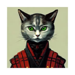 Cat Ninja Samurai Cute Armor Neko T-Shirt