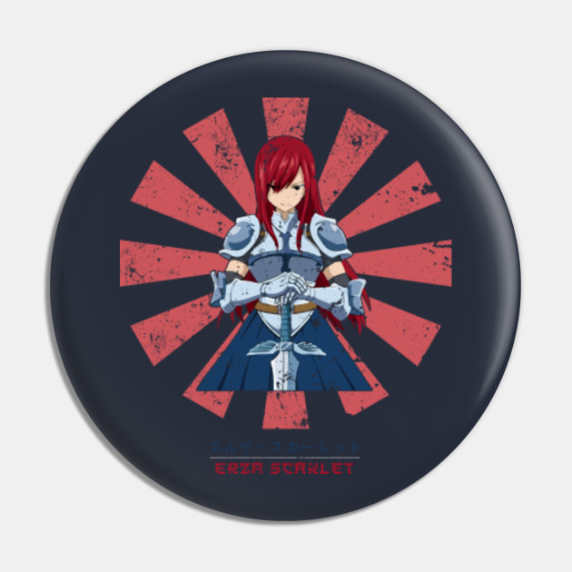 Erza Scarlet Retro Japanese Fairy Tail Erza Scarlet Pin Teepublic