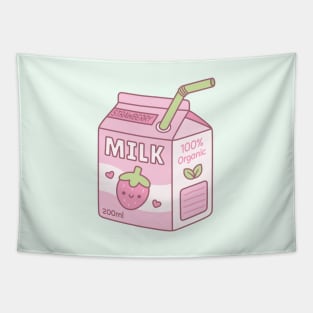 Cute Strawberry Milk Carton Box Tapestry