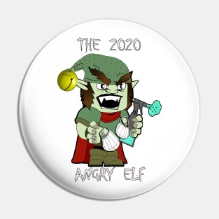 Christmas 2020 The Angry Elf Funny Graphic Elf with Masks & Disinfectant Social Distance Christmas Pin