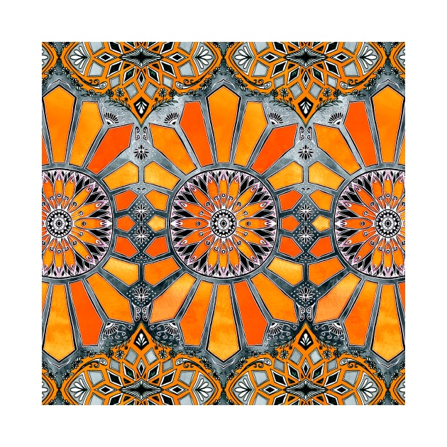Celebrating the 70's - tangerine orange watercolor on grey by micklyn