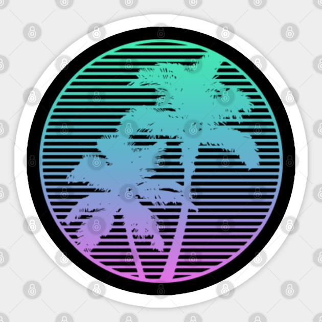 Vaporwave Sunset Palm Tree Silhouette 80s 90s Vaporwave Aesthetic Sticker Teepublic Purple lavender lilac sticker pack tumblr pretty aesthetic cute butterfly galaxy dark punk edit overlay sticker pattern. teepublic