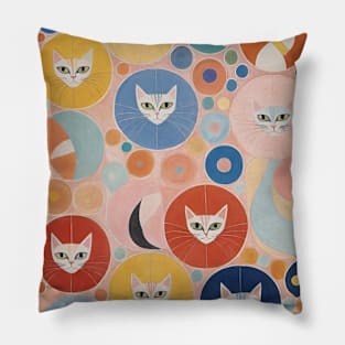 Hilma af Klint's Feline Fantasia: Abstract Whimsy Pillow