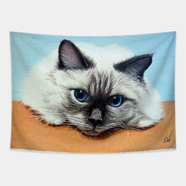 Birman Cat Tapestry by Sandra Warmerdam