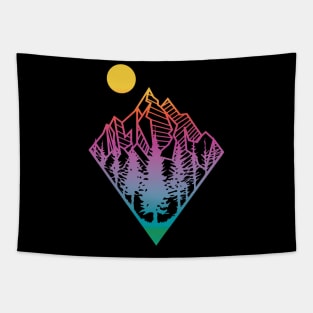 'Minimal Mountains' Cool Hiking Geometry Tapestry