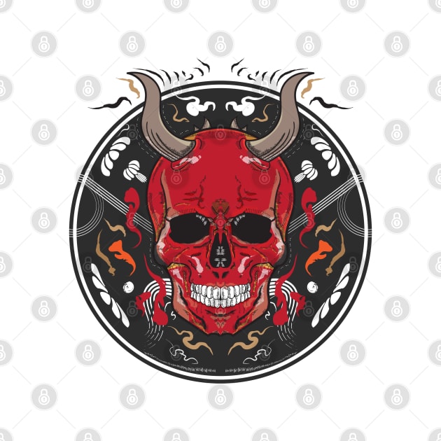 Red Skull Chinese Vintage Japanese Style by eijainspire