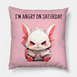 Angry saturday rabbit Pillow