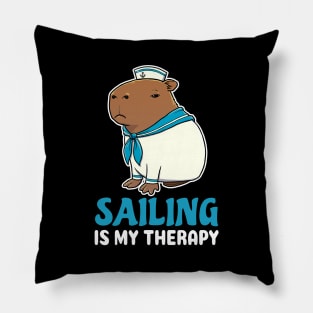 Sailing is my therapy cartoon Capybara Sailor Pillow