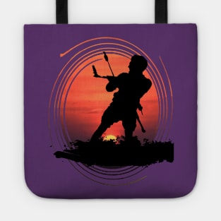 Kitesurfing Enthusiast Riding A Wave Silhouette And Sunset Tote