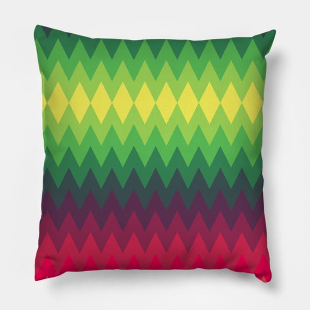 Yellow Green Pink Zigzags Pillow by saradaboru